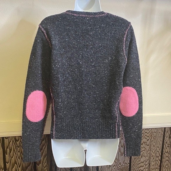 Chic V-Neck Argyle Sweater - Gray, Pink, and Orange - Picture 3 of 4